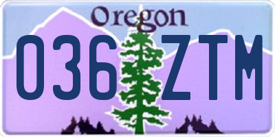 OR license plate 036ZTM
