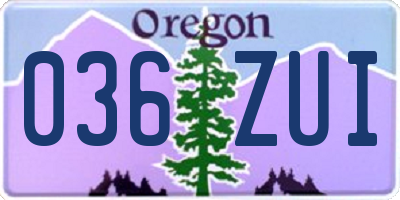 OR license plate 036ZUI
