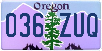 OR license plate 036ZUQ