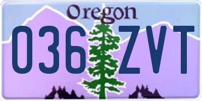 OR license plate 036ZVT