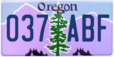 OR license plate 037ABF