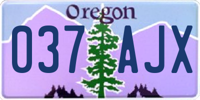 OR license plate 037AJX