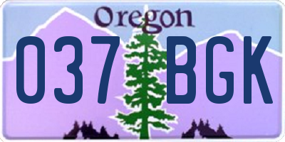 OR license plate 037BGK