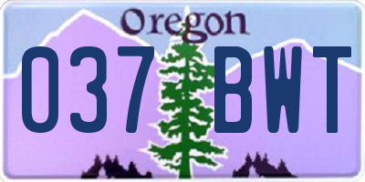 OR license plate 037BWT