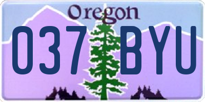 OR license plate 037BYU