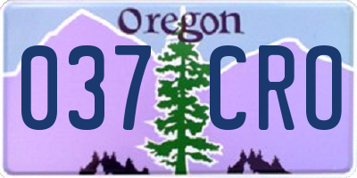 OR license plate 037CRO