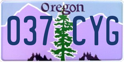 OR license plate 037CYG