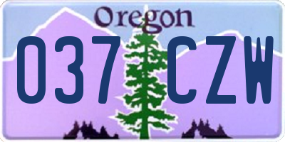 OR license plate 037CZW