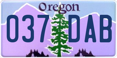 OR license plate 037DAB
