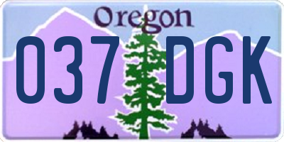 OR license plate 037DGK