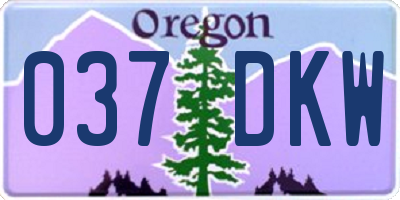 OR license plate 037DKW