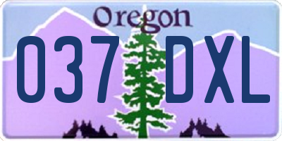 OR license plate 037DXL