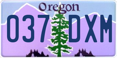 OR license plate 037DXM