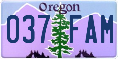 OR license plate 037FAM