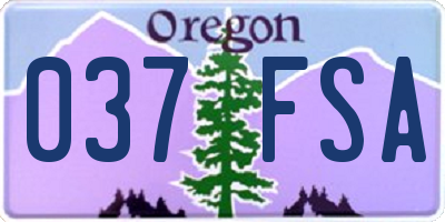 OR license plate 037FSA
