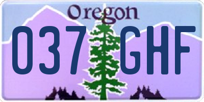 OR license plate 037GHF