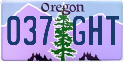 OR license plate 037GHT