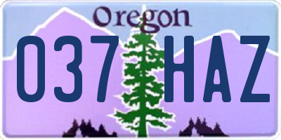 OR license plate 037HAZ