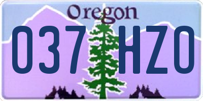 OR license plate 037HZO