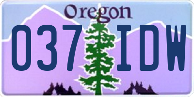 OR license plate 037IDW