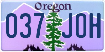 OR license plate 037JOH