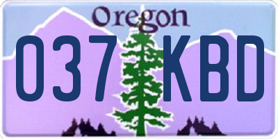 OR license plate 037KBD
