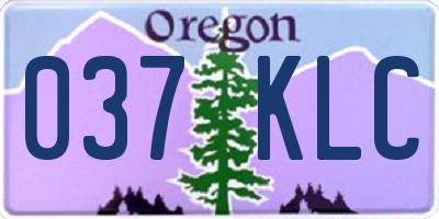 OR license plate 037KLC