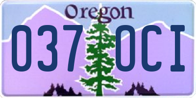OR license plate 037OCI
