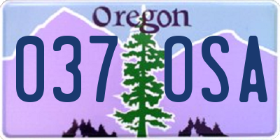 OR license plate 037OSA
