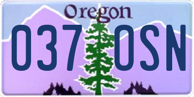 OR license plate 037OSN