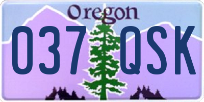 OR license plate 037QSK
