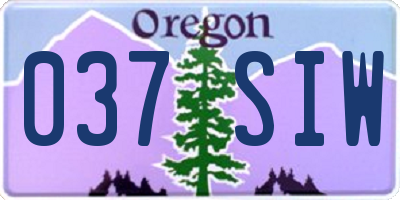 OR license plate 037SIW
