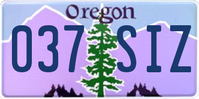 OR license plate 037SIZ