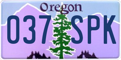 OR license plate 037SPK