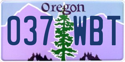 OR license plate 037WBT