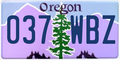 OR license plate 037WBZ