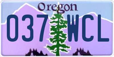 OR license plate 037WCL