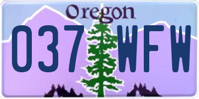 OR license plate 037WFW