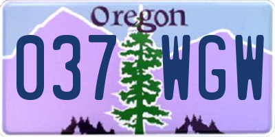 OR license plate 037WGW