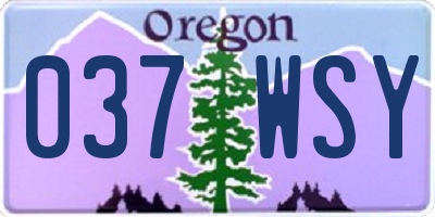 OR license plate 037WSY