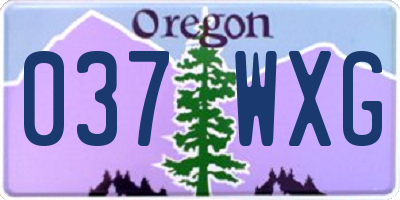 OR license plate 037WXG