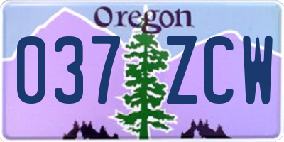 OR license plate 037ZCW