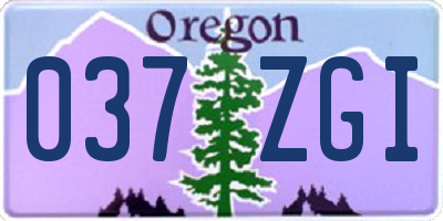 OR license plate 037ZGI
