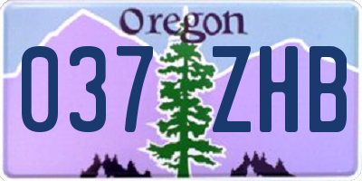 OR license plate 037ZHB