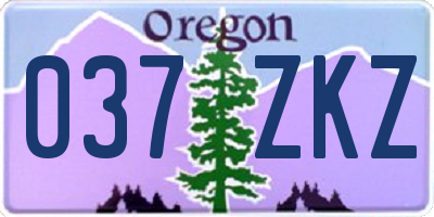 OR license plate 037ZKZ