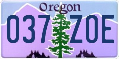 OR license plate 037ZOE