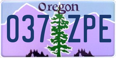 OR license plate 037ZPE