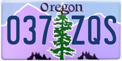 OR license plate 037ZQS