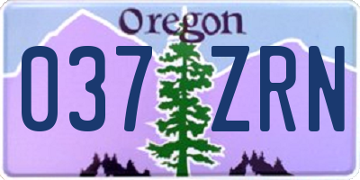 OR license plate 037ZRN