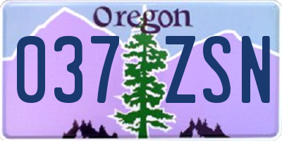 OR license plate 037ZSN